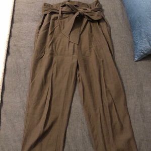 Olive paper bag pants